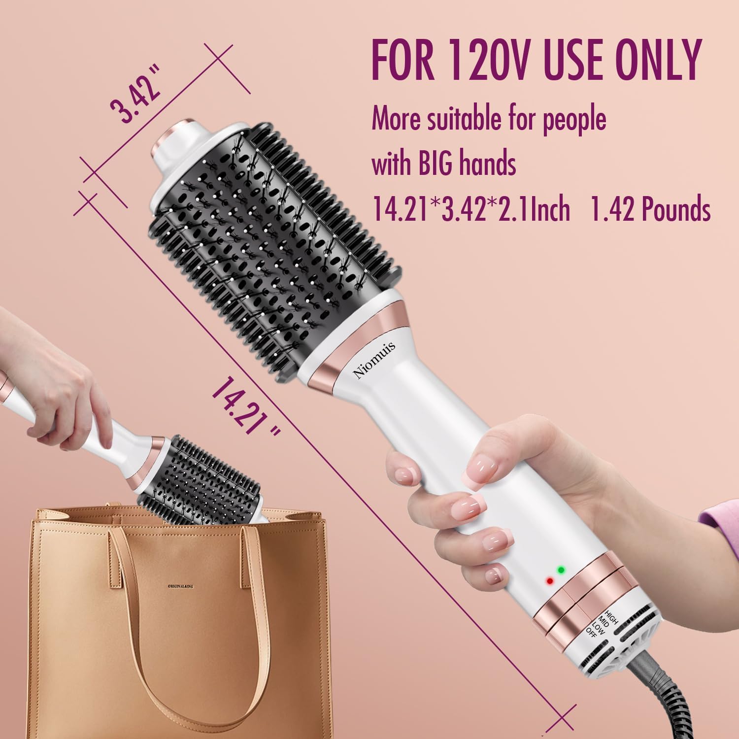 Blow Dryer Brush Hair Dryer Brush Smooth Heated Comb Dual Mode for All Hair Types, 4 in 1 Styler Volumizer, Professional Salon Hot Air Brush for Drying Straightening Curling Volumizing Hair - Image 4