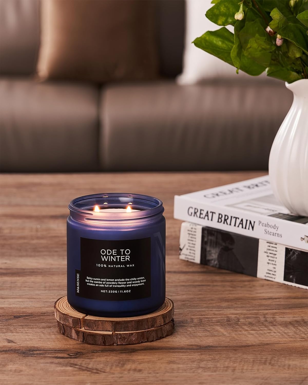 M&SENSE Ode to Winter - Lavender Sandalwood Scent 11.6oz Natural Soy Wax Non Toxic Candle, Up to 70 Hours Burn Time Candles Winter Scents, 2 Cotton Wick Jar Candle Home Scented Gift - Image 5