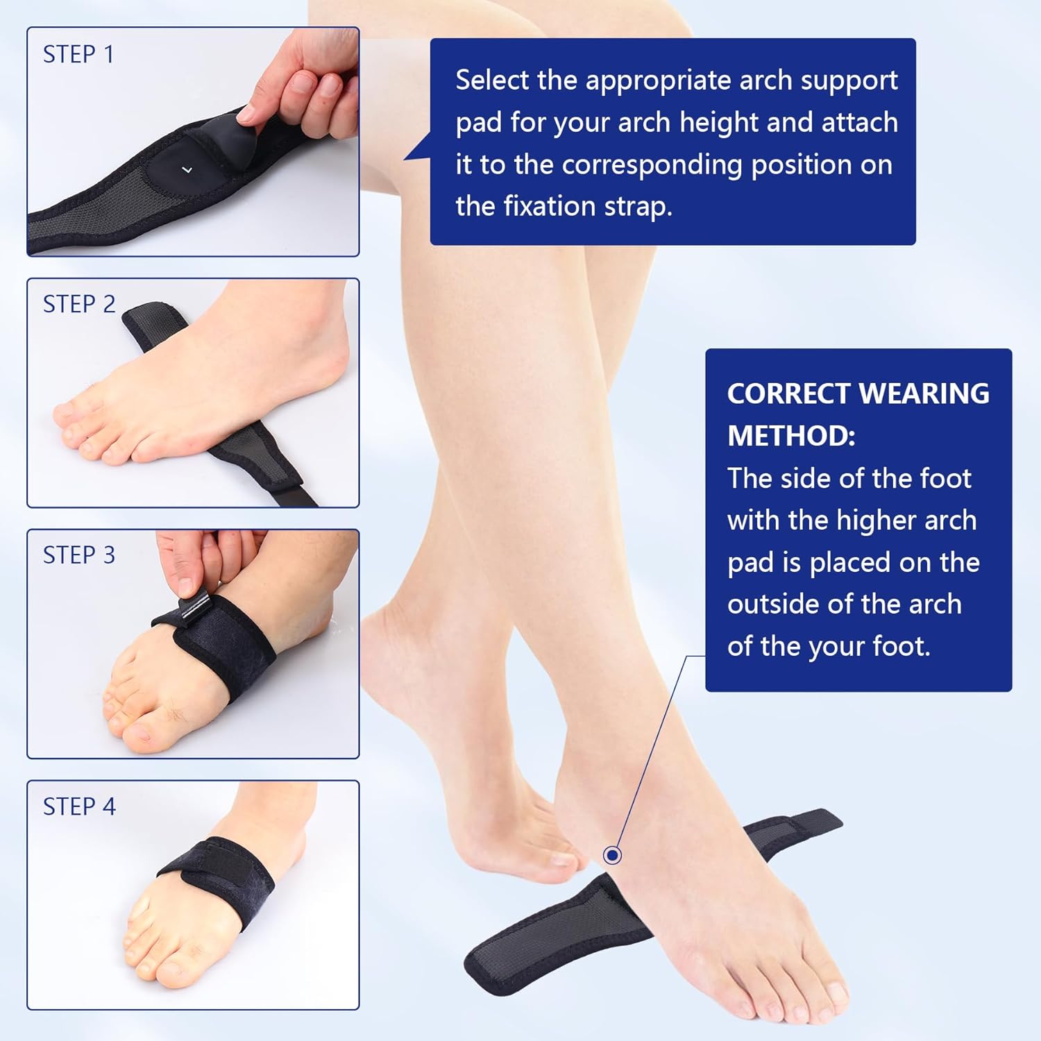 Adjustable Foot Arch Support Brace 1 Pair for Flat Feet and Plantar Fasciitis Relief - Image 6