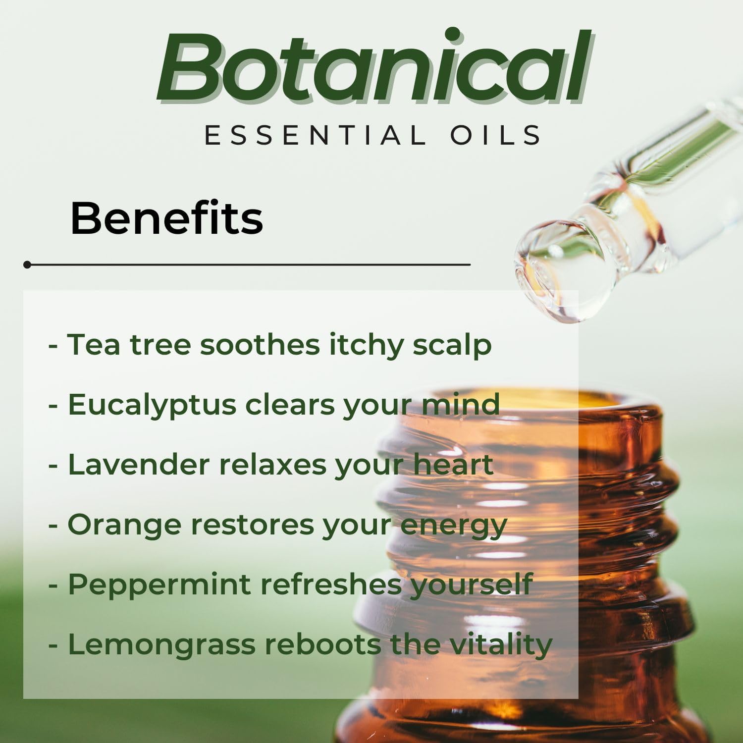 Essential Oils Set (Eucalyptus, Lavender, Lemongrass, Peppermint, Tea Tree, Orange) for Diffuser, Topical Skin, Body, Natural Home Fragrance Gift for Women & Men - Image 4