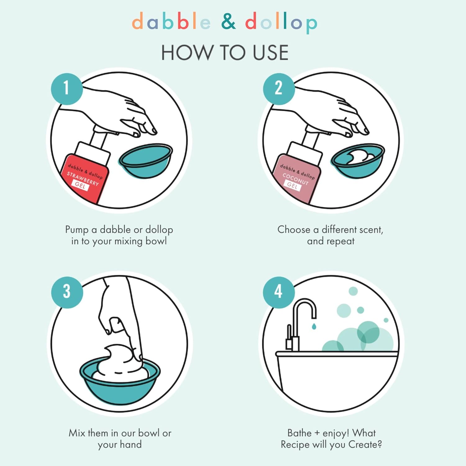 Dabble & Dollop Tropical Mini Bath Bombs with Coconut Shampoo & Body Wash, Pack of 2, Vegan, Gluten-Free - Image 6
