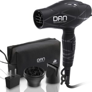 Dan Technology Lightweight Travel Hair Dryer,Portable Mini Blow Dryer with Concentrator&Diffuser, with Nozzle Attachment Ceramic,