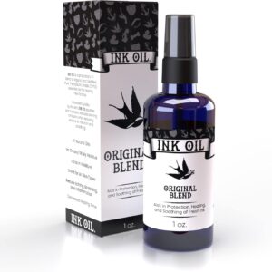 Ink Oil Tattoo Aftercare Oil - Hydrates & Anti-Fade Healing Balm/Moisturizer - 100% Natural - Reduces Swelling, & Scabbing - Soothing Tattoo Care for Healing & Long-Lasting Colors - 1 oz