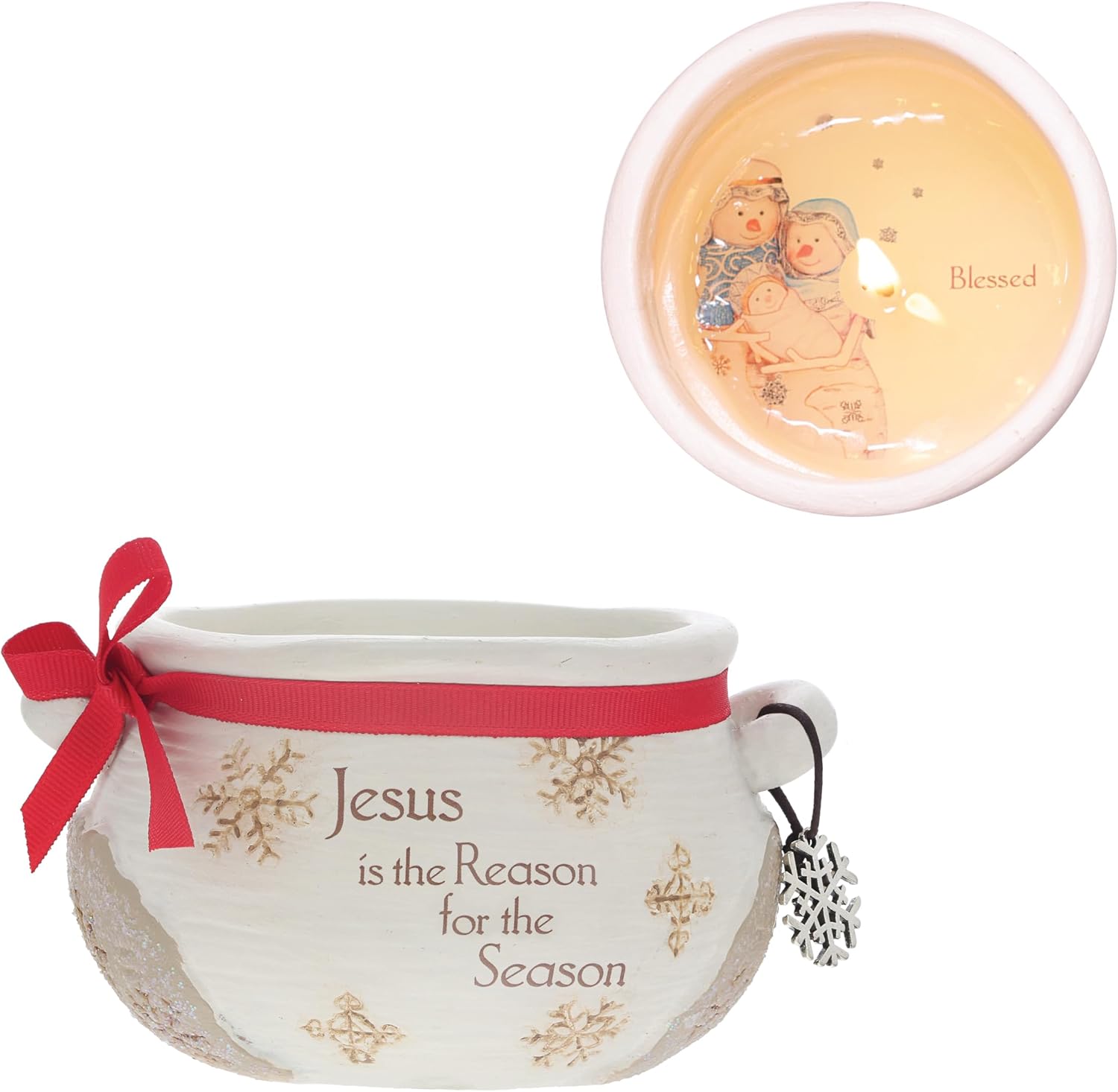 Pavilion Gift Company - Jesus - 9 Ounce Surprise Hidden Message Natural Soy Wax Candle, Winter Snow Scented, Holiday Candle, Christmas Gifts for Women, 1 Count (Pack of 1), 5” x 2.75”