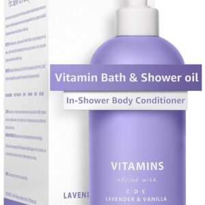 Lavender Vitamin InShower Body Conditioner Soft Skin Natural Post Shower Care Moisturizer for Body Legs Nourishing Bath Oil Lavender Vanilla Self Care Spa Gift