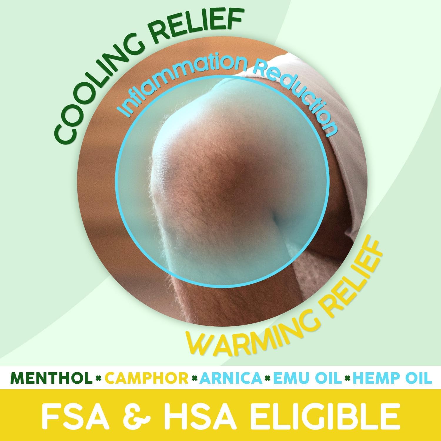Ebanel Menthol Arnica Pain Relief Gel Cream 4 oz with Hemp and Emu Oils - Image 2