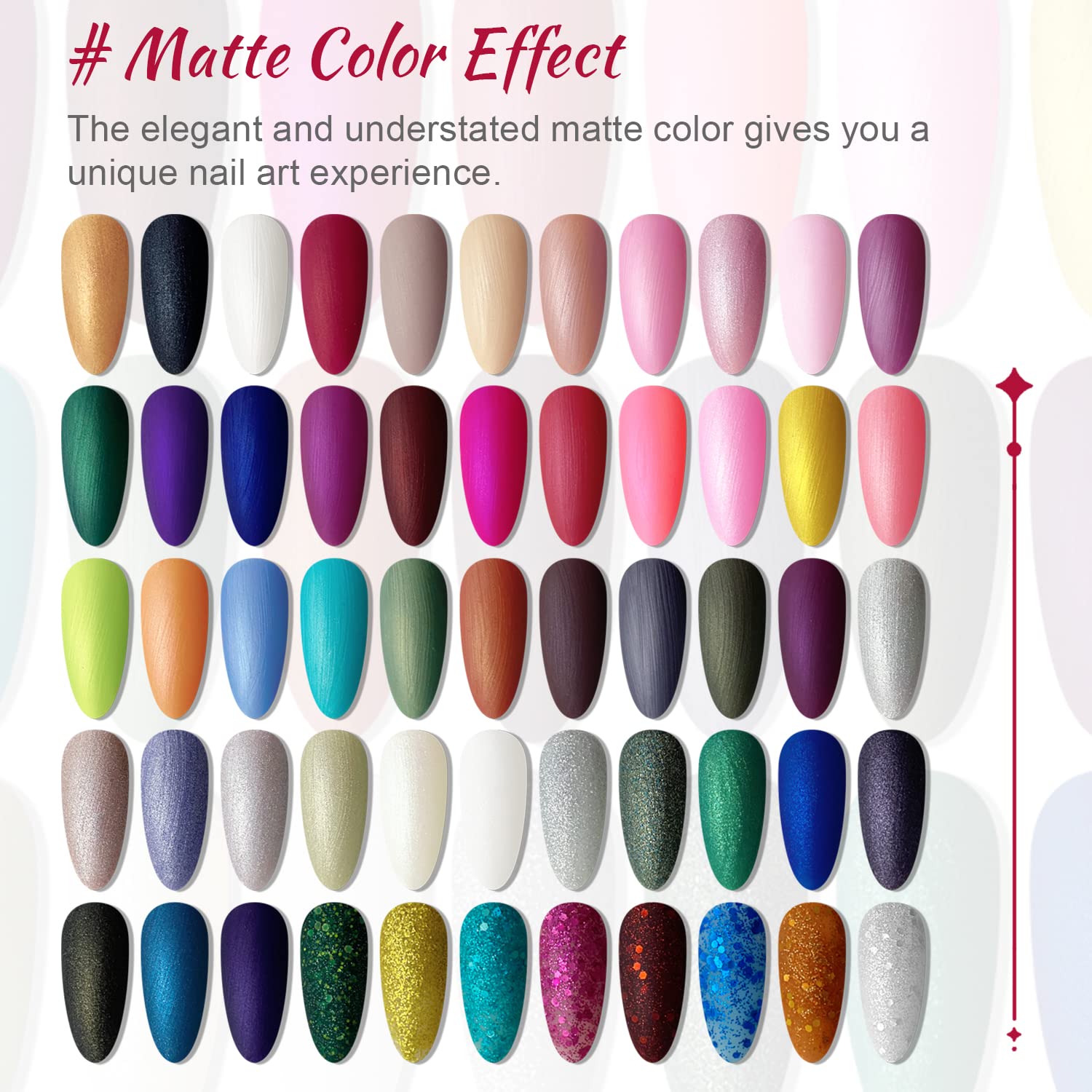 JODSONE 60 Piece Gel Nail Polish Starter Kit 55 Colors with UV Lamp Easy Application - Image 8