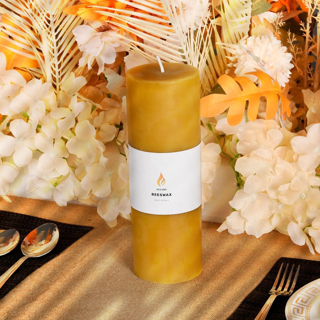 3"x 9" Large Beeswax Pillar Candle, Made of Pure Natural Beeswax, with Ultra Long Burning Time and Low Allergenicity-Raw,124H - Image 6
