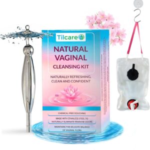 Natural Douche for Women & Stainless Steel Vaginal Douche System - Water-Based Vaginal Cleaning with Douche Bag Vaginal Cleaner - Vaginal Cleansing Vaginal Rinse, Reusable Feminine Douche for Hygiene