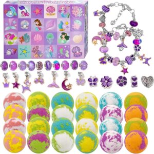 Mermaid & Unicorn Brand 24 Count Mermaid-Themed Kids Bath Bombs Set with Fruity Scents and Surprise Jewelry Inside