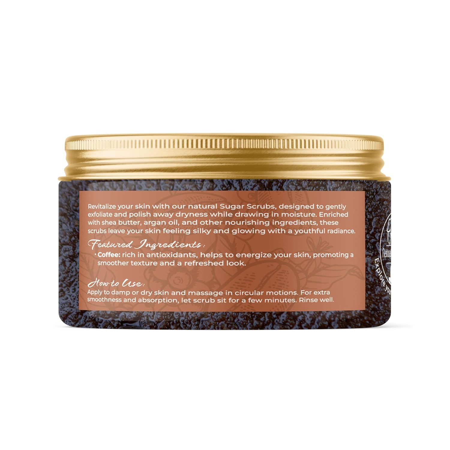 Natural Elephant Coffee Exfoliating Sugar Scrub with Argan Oil and Shea Butter 10 oz (283g) - Image 2