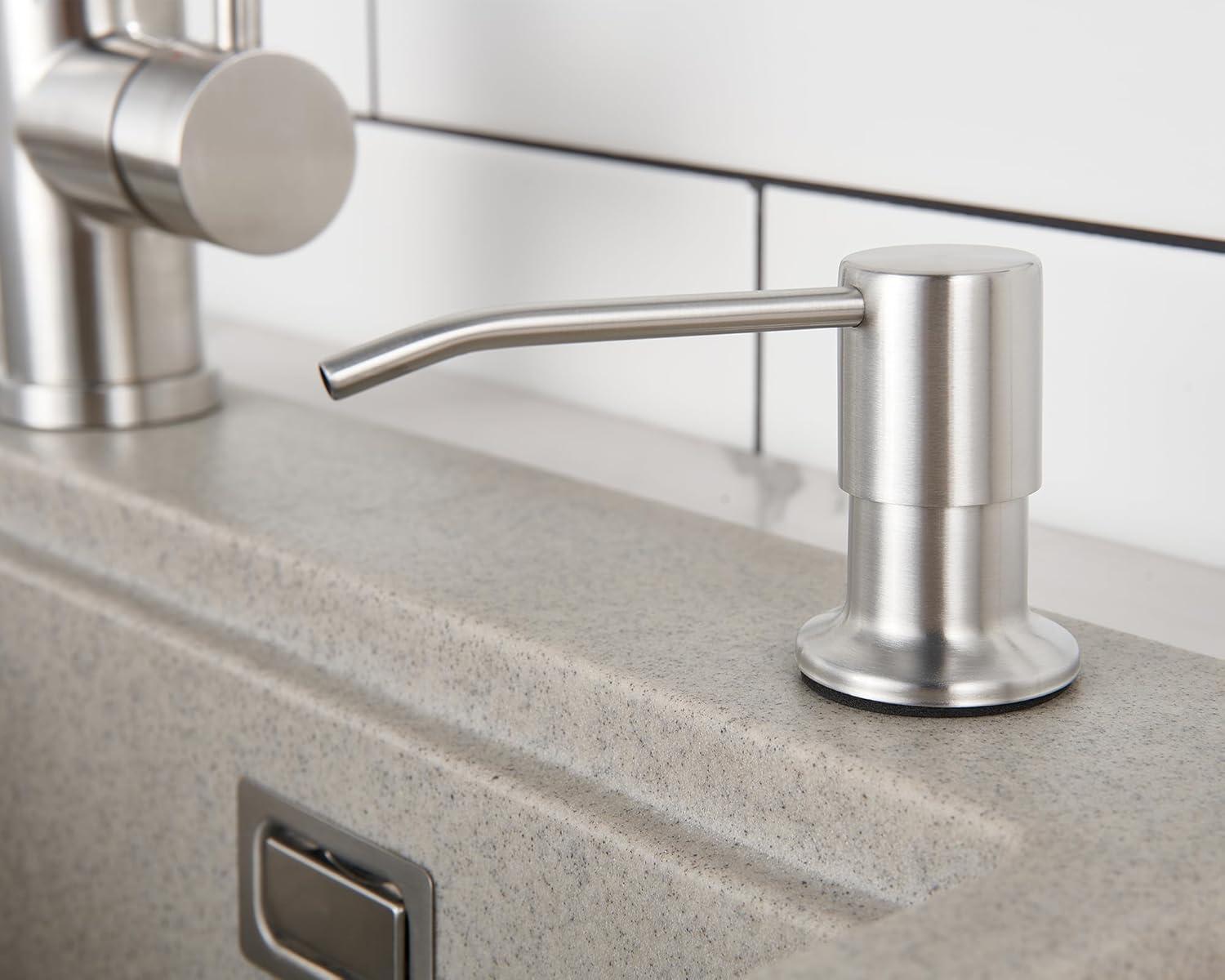 Stainless Steel Built-in Kitchen Sink Soap Dispenser with Extension Tube for Countertops - Image 7
