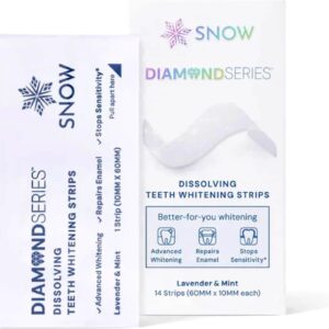 SNOW Diamond Dissolving Teeth Whitening Strips - Gentle & Enamel Safe White Strips for Teeth Whitening, at-Home Dental Hygiene & Tooth Care with Hydroxyapatite - 14 Ct