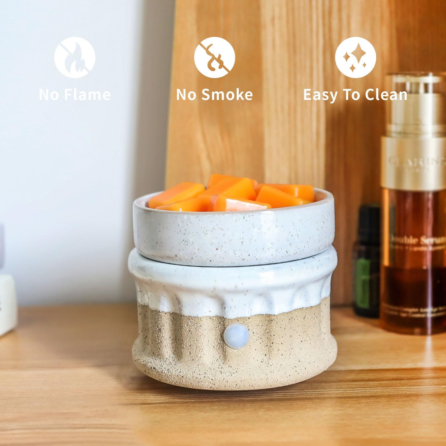 Ceramic Wax Melt Warmer - 3 in 1 Smokeless and Flameless Electric Wax Warmer,Easy to Handle Candle Warmer for Essential Oil and Wax Cubes is Suitable for Home and Office Décor… - Image 4