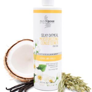 Isle of Dogs - Everyday Natural Luxury Silky Oatmeal Conditioner - Jasmine + Vanilla - Sulfate & Paraben Free Formula - Conditioner With Oatmeal & Jojoba Oil For A Silky Coat - 1 Gal, 16 Fl Oz