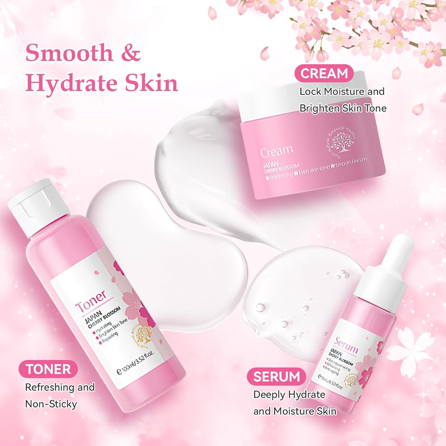 Cherry Blossom Skin Care Set for Teens and Women 5-Piece Kit - Image 4