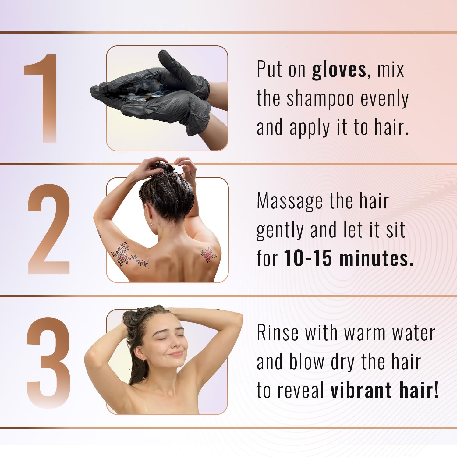 Herbishh Natural Hair Dye Shampoo with Argan Mask - Long-Lasting Color for Gray Hair - Travel Size, 10+1 Pack, Ammonia-Free (Black) - Image 3
