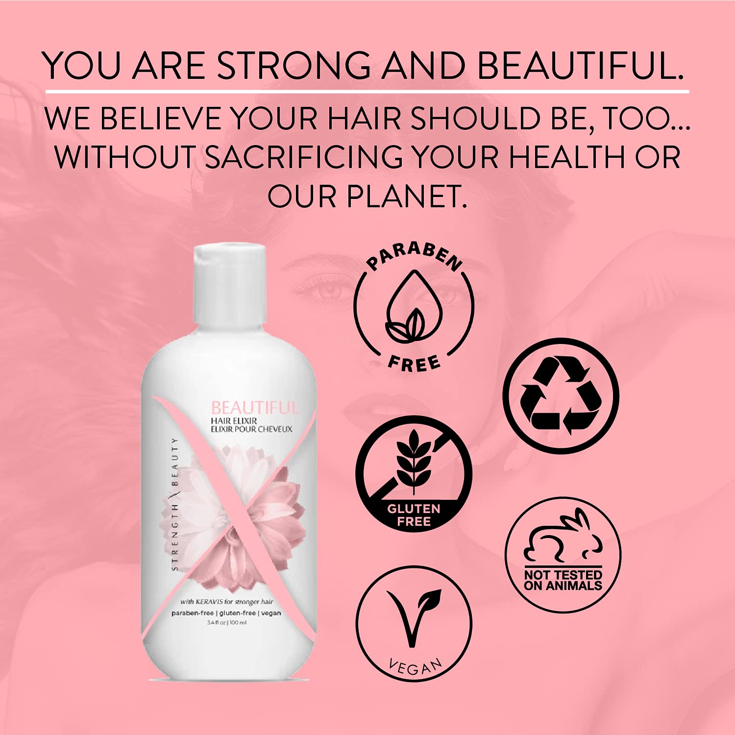 Beautiful Leave-In Elixir - Lightweight Hydrating Leave-In Conditioner for Soft, Shining Hair - Vegan Paraben-Free Formula w/Keravis PE (3.4 oz. travel | try me size) - Image 4