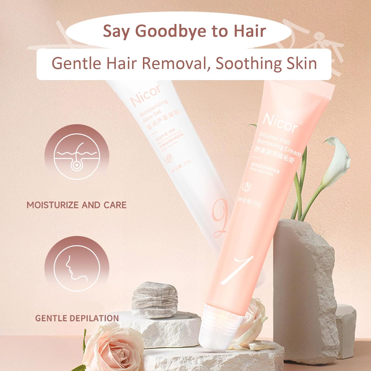 Gentle 200ml Facial Hair Removal Cream Kit for Face, Legs, Arms, and Body - Image 2
