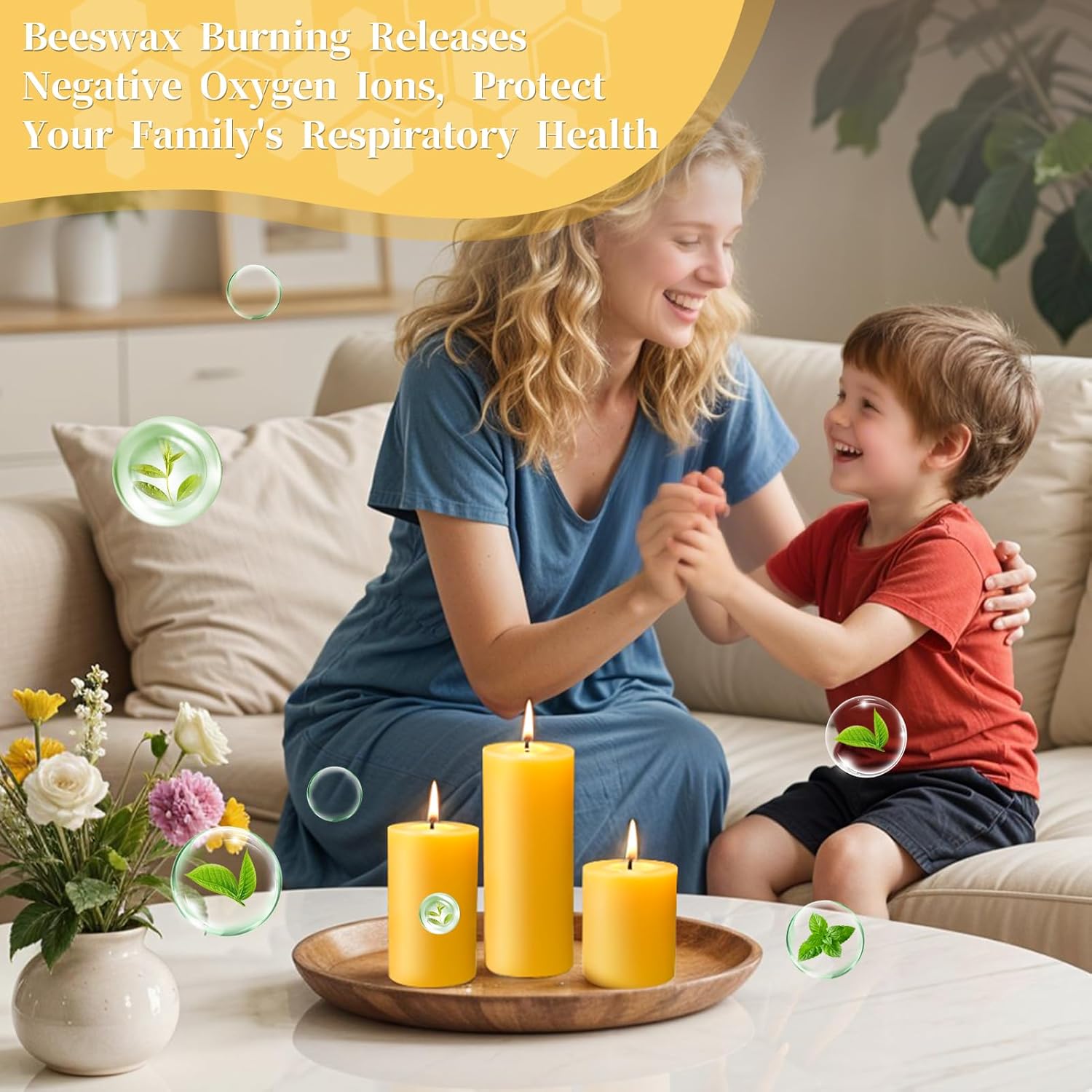 Beeswax Pillar Candles Set of 3,100% Pure Beeswax Candles, 87 Hour Burn Time Bees Wax Candles for Home, Prayer, Unscented, Dripless and Smokeless Organic Pillar Candles,2x2in,2x3in,1.89x4in - Image 5