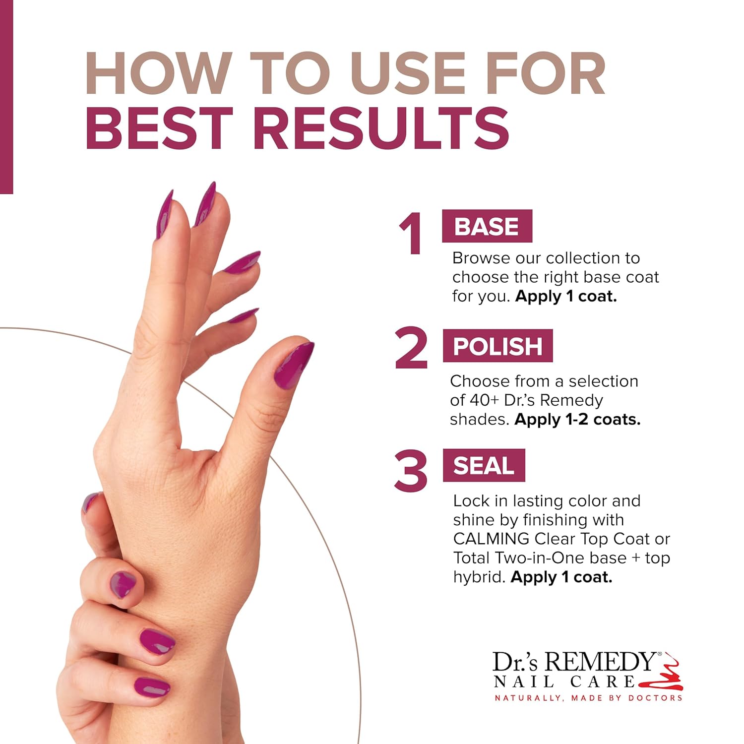 Dr's Remedy Enriched 0.5 oz Non-Toxic Organic Doctor Formulated HOPEFUL Hot Pink Nail Polish - Image 5