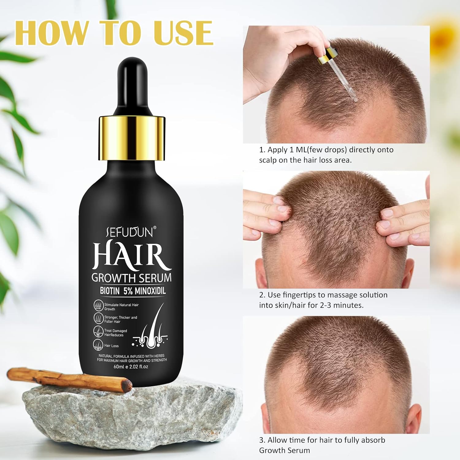 Minoxidil 5% Hair Growth Serum for Men and Women, 2.02 oz Bottle, Promotes Fuller Hair - Image 7