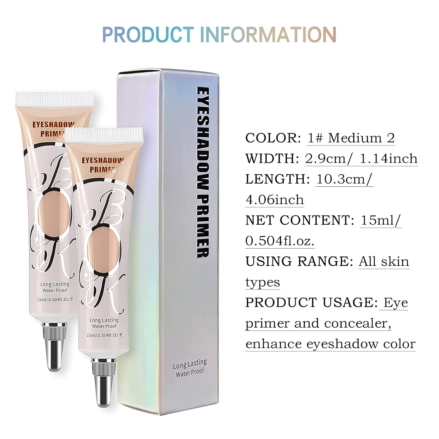 2 Pack Waterproof Matte Eyeshadow Primer for Oily Lids - Long Lasting Eye Makeup Base - Image 2