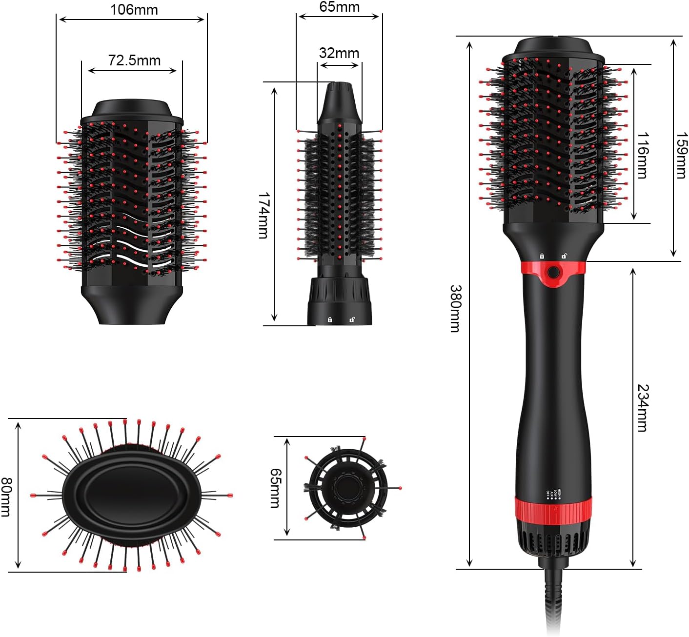 Hair Dryer Brush, Hair Brush Blow Dryer and Volumizer, One-Step Hot Air Brush for Drying, Straightening, Volumizing - Image 2
