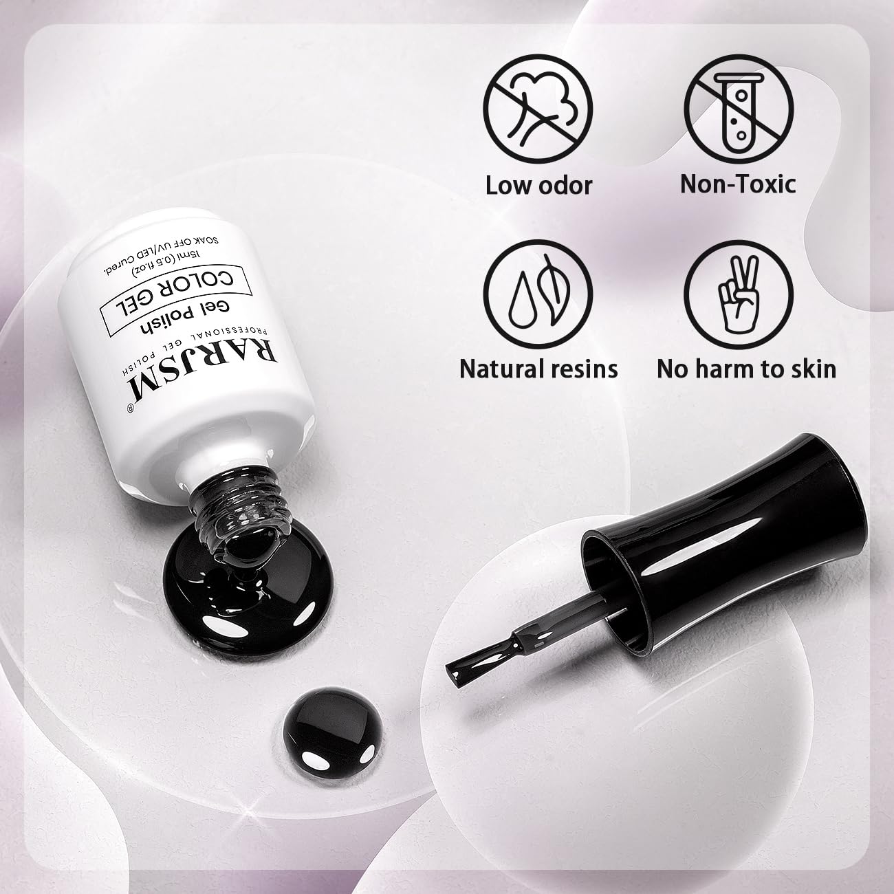 RARJSM Jelly Black Nude Gel Nail Polish Sheer Black Clear Glass Gel Polish Neutral Transparent Crystal Colors Nail Gel Polish 15ml Single Bottle Soak off UV LED Cured for Home Salon DIY Manicure - Image 2