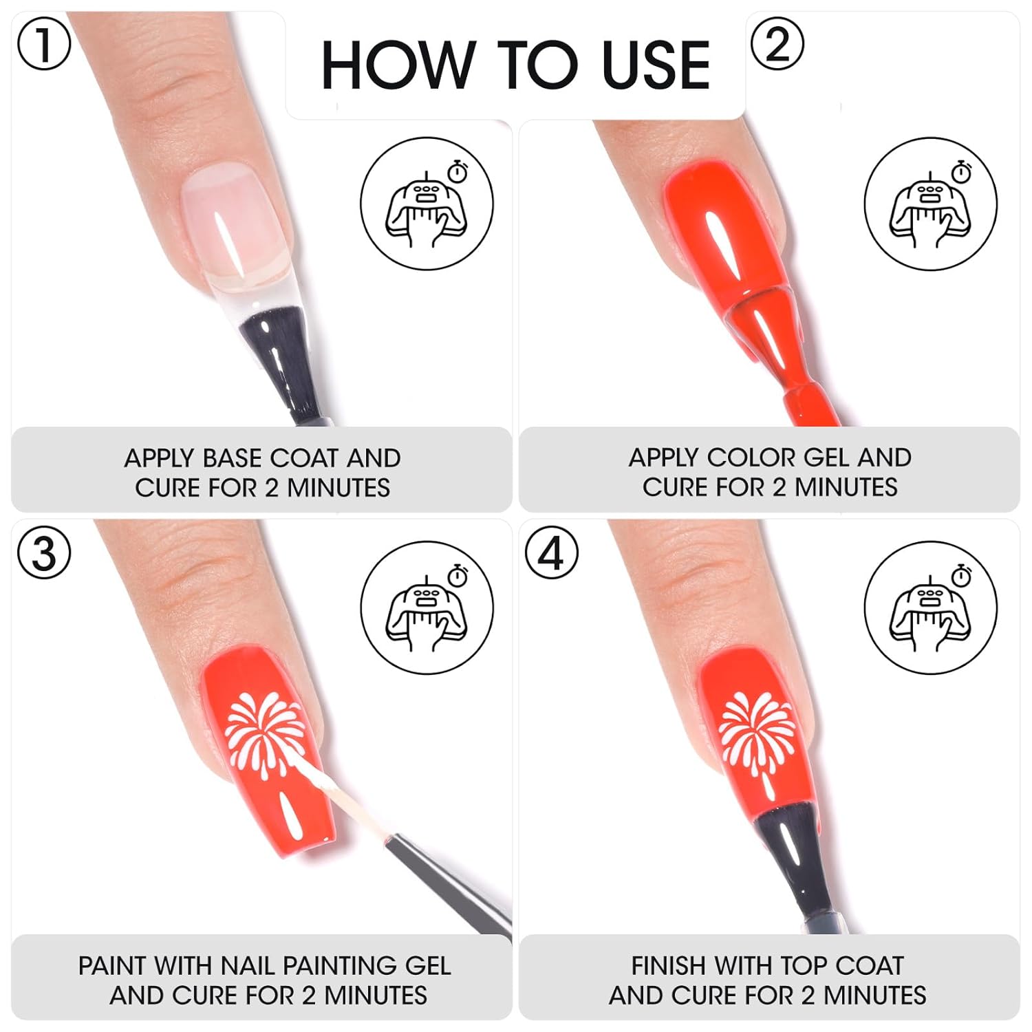 GELLEN Nail Painting Gel 2Pcs 8G Black & White No Wipe Pat Painting Nail Gel for Drawing Striper Liner Floral Painting Gel Polish Nail Art for Salon Home DIY Manicure, UV/LED Curing Required - Image 9