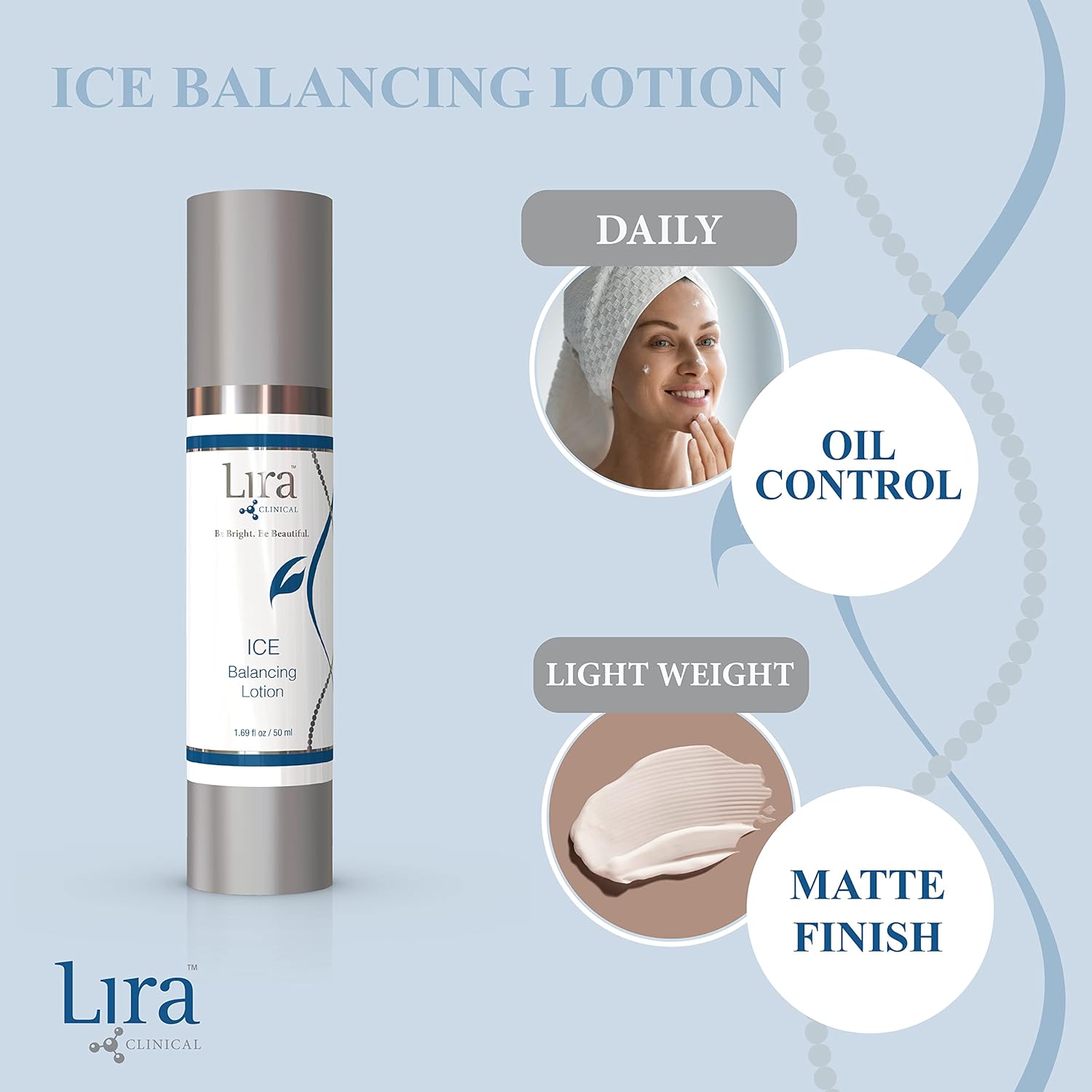 Lira Clinical ICE Balancing Lotion 50ml Lightweight Moisturizer with Niacinamide and Salicylic Acid - Image 3