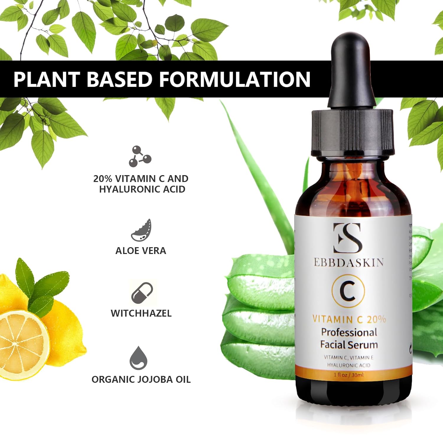 Vitamin C Serum for Face, ES EBBDASKIN Premium Face Serum Anti Aging Facial Skin Care Serum with Hyaluronic Acid and Vitamin E for Women Skin Smoothing Renewing Dark Spot Removing(30ml) - Image 2