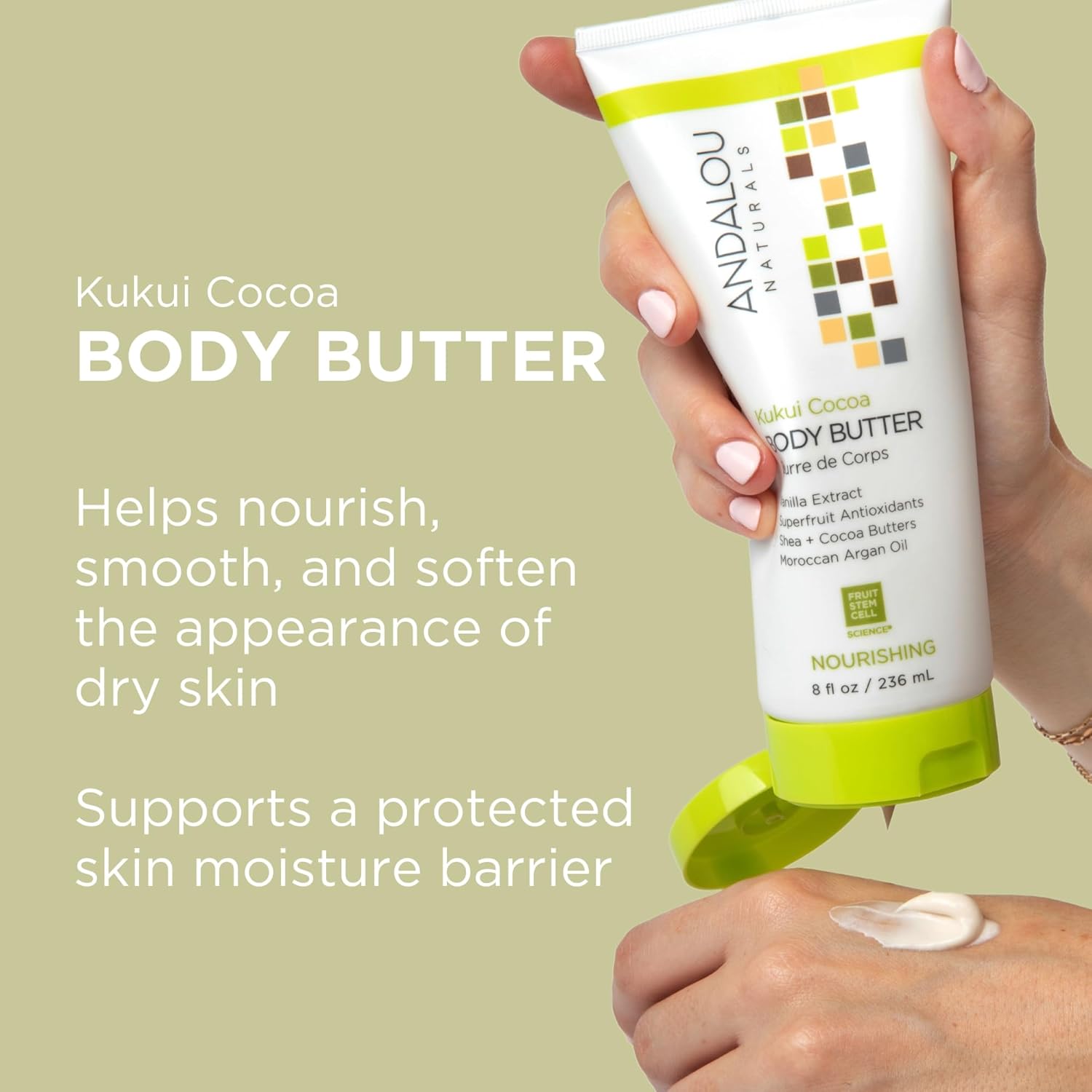 Andalou Naturals Kukui Cocoa 8 Oz Vegan Body Butter Cream with Shea & Argan Oil - Image 2