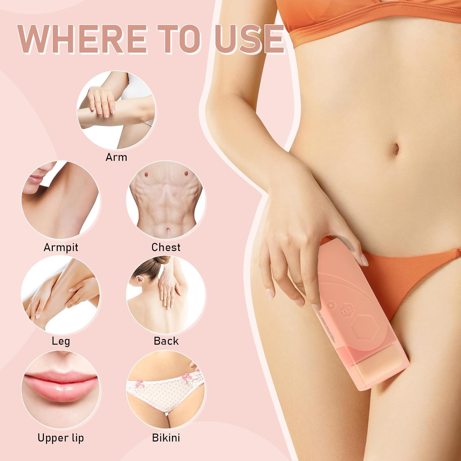 2-IN-1 Roll on Wax Kit, Seopri Double Wax Roller Kit for Hair Removal, Honey Roller Waxing Kit with 2 Wax Cartridge, 100 pcs Wax Strips, 6 Pre- and post-wax treatment wipes - Image 5