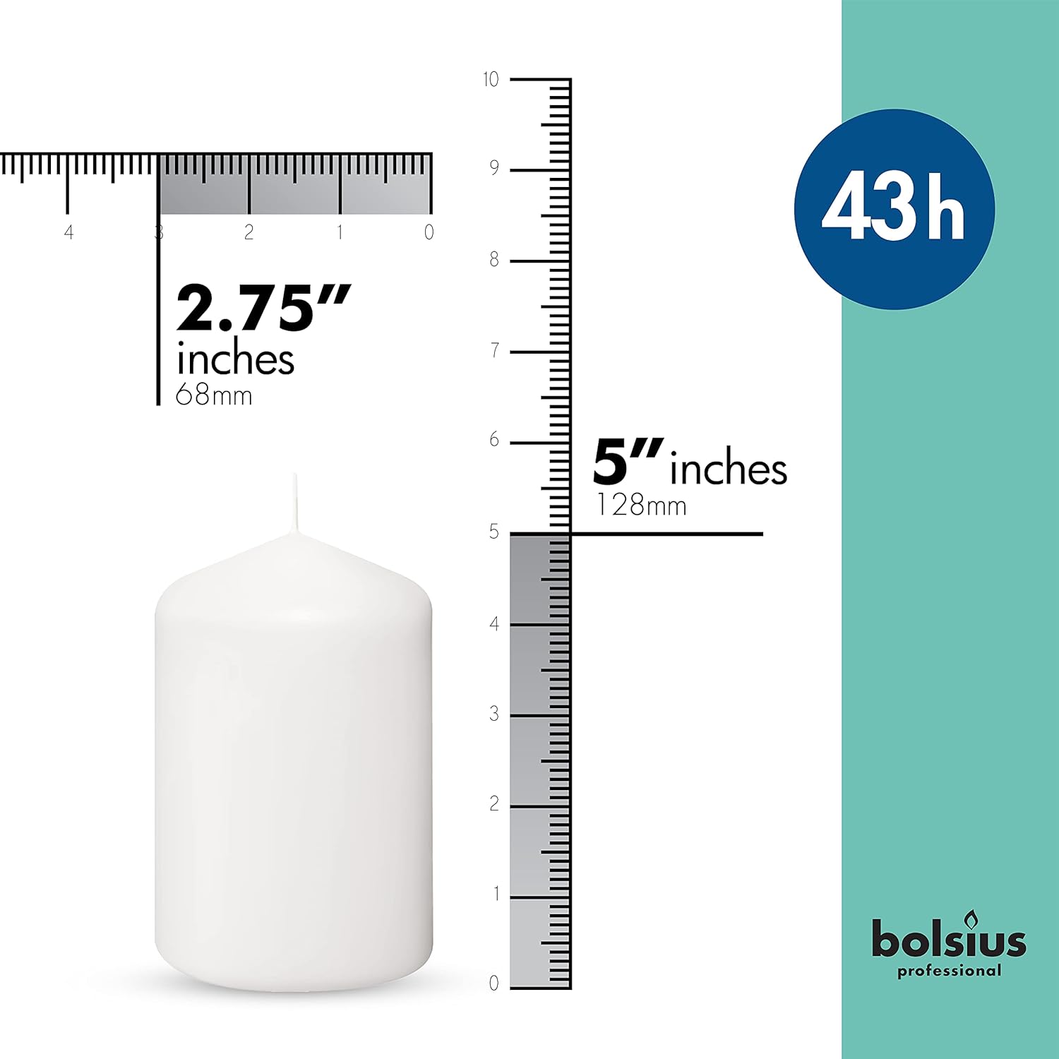 BOLSIUS Unscented White Pillar Candles Set 12 Count 2.7 x 5.1 Inches 43 Hour Burn Time - Image 2