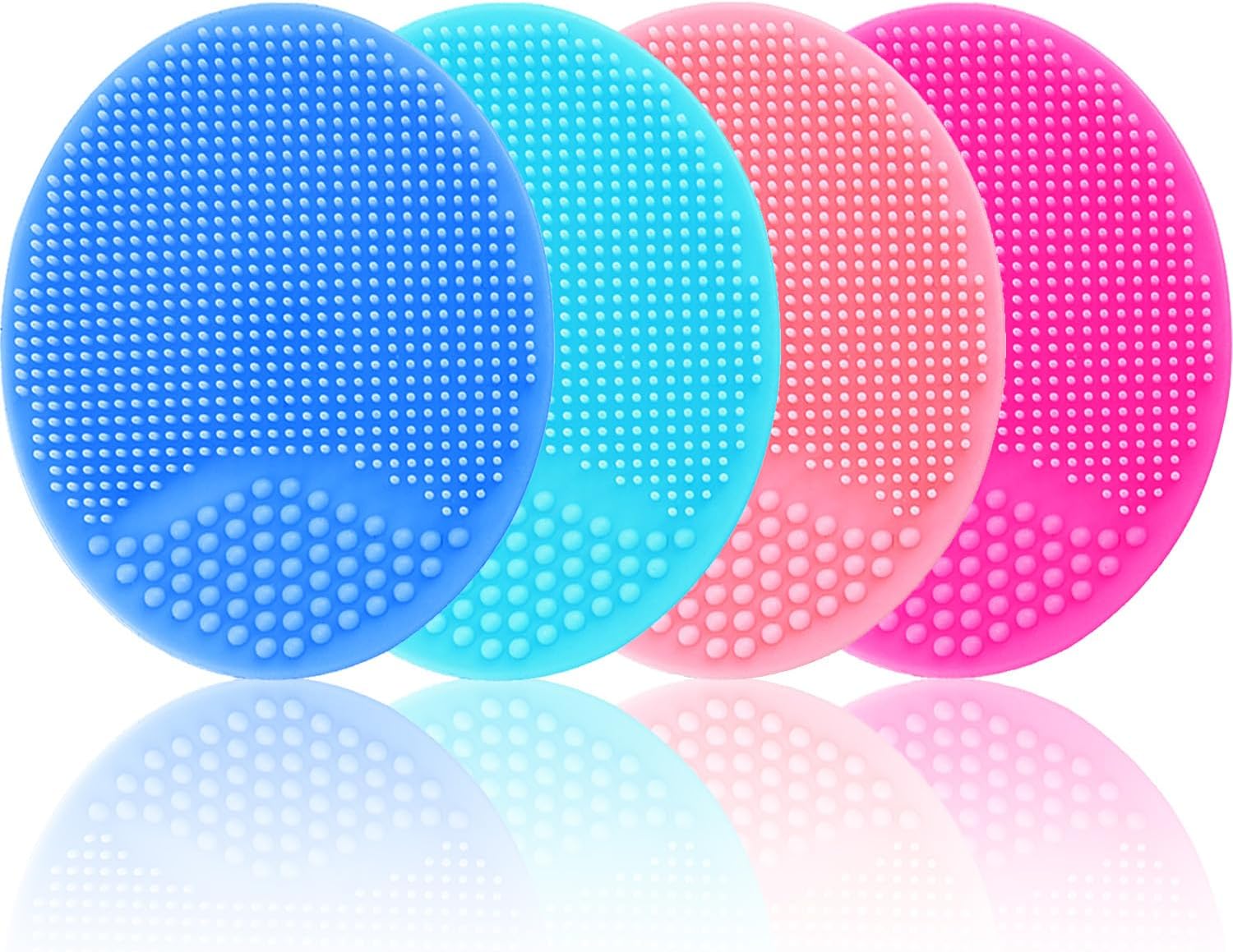Silicone Facial Cleansing Brush - 4 Pack Face Scrubber & Exfoliator for Deep Cleaning, Soft Brush, Blackhead & Acne Pore Care