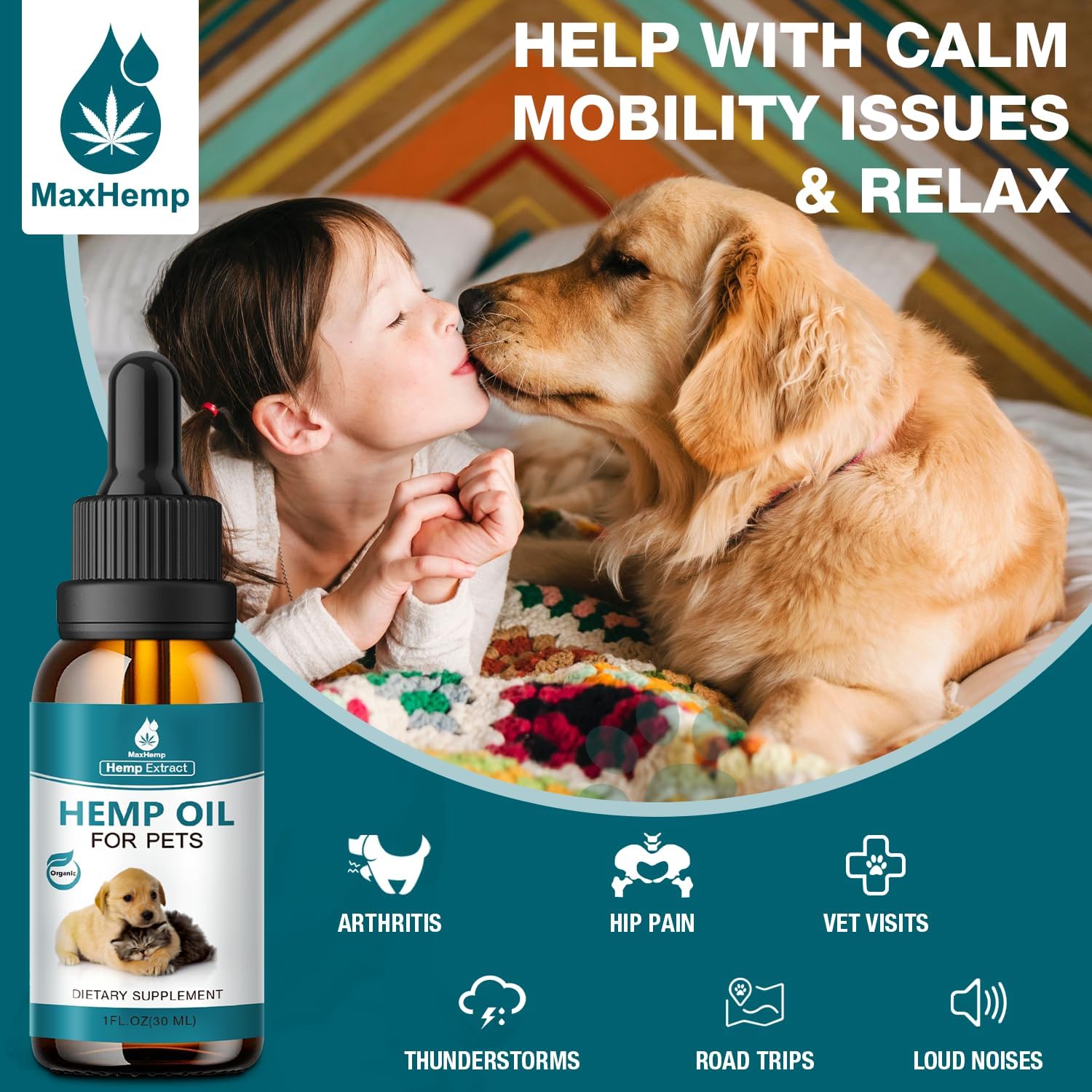 3 Pack Organic Pet Hemp Oil Natural Calming for Dog Cat Anxiety Pain Relief - Image 4