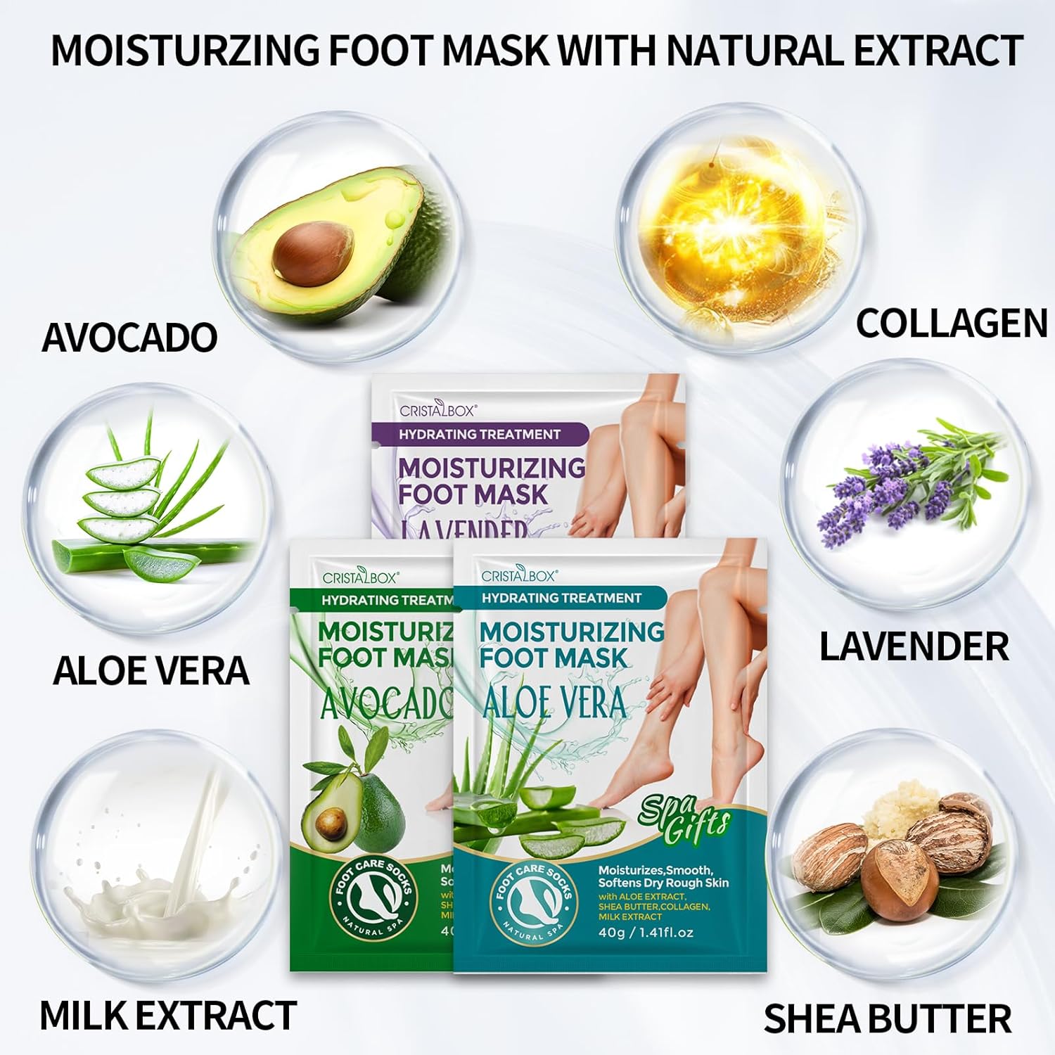 Moisturizing Foot Mask 5 Pack,Hydrating Foot Masks for Dry Cracked Feet,Moisturizing Socks Dry Skin Moisturizer for Soft and Smooth Touch Feet,Foot Care Spa Gifts for Women Men Mother's Day Gifts - Image 2