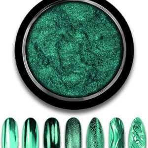 Green Chrome Nail Powder Mirror Effect Metallic Dust Holographic Glitter Glazed Manicure Decoration Reflective Pigment for DIY Gel Polish Nail Art, Resin Craft, Gifts