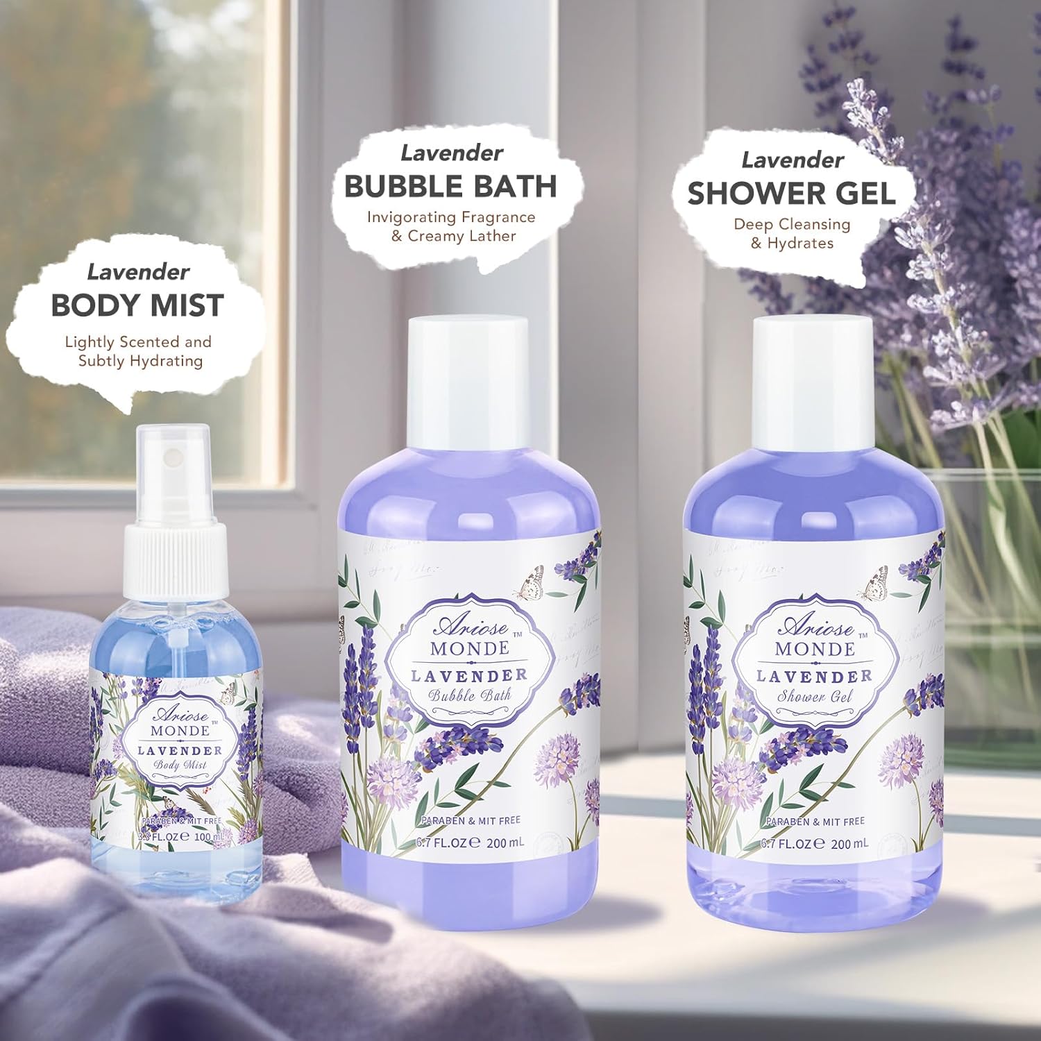 Luxury Lavender & Jasmine Spa Gift Set for Women - 7 Piece Body Care Collection - Image 3