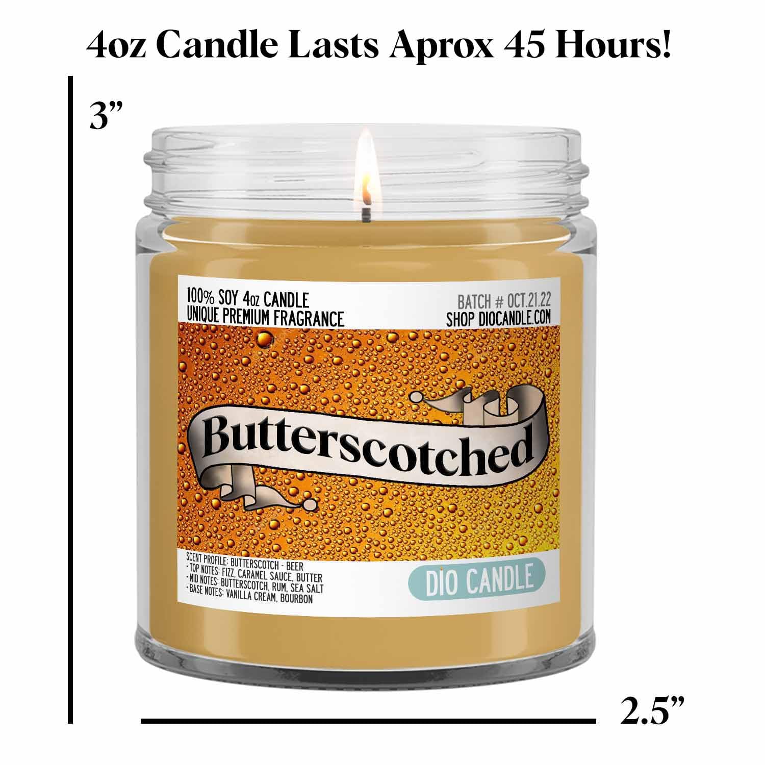 Butterscotch 4oz Vegan Soy Scented Candle with Premium Fragrance in Glass Jar - Image 2
