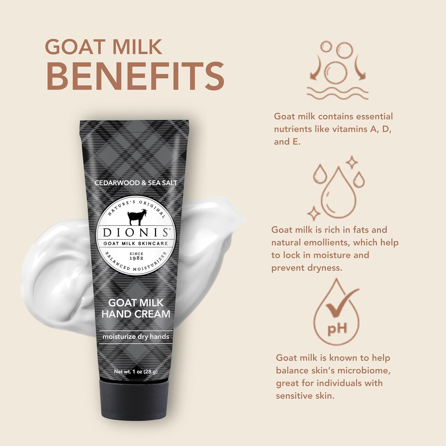 Dionis - Goat Milk Skincare Scented Hand Cream, Travel Size Self Care Moisturizing Lotion For Women, Vitamins & Minerals Hydrate Dry Skin - Cruelty Free, Cedarwood & Sea Salt, 1oz Set of 6 - Image 2