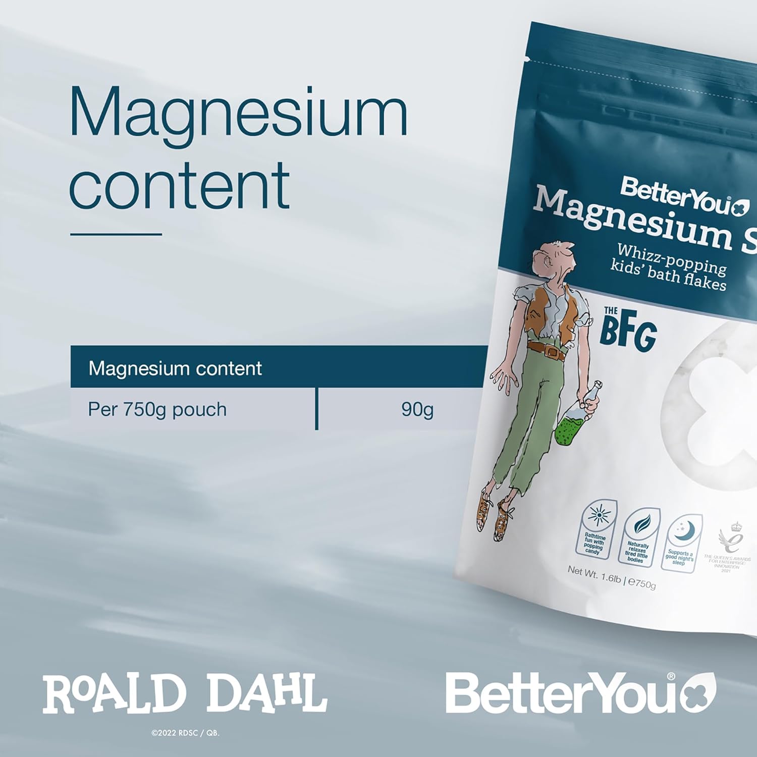 BetterYou Magnesium Sleep Kid’s Bath Flakes 1.6 lb with Popping Candy Lavender - Image 2