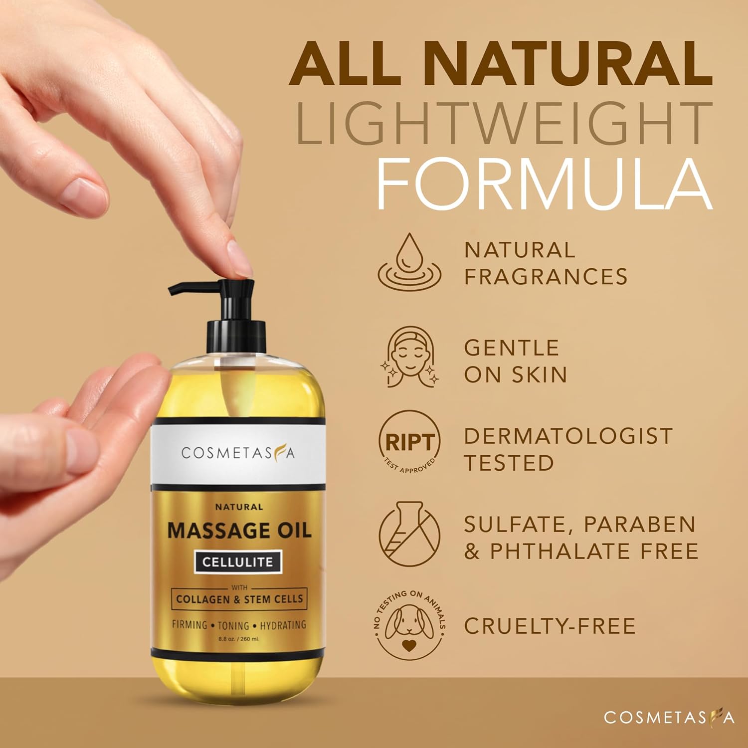 Collagen Stem Cell Cellulite Massage Oil 8.8 oz Natural Moisturizing Formula - Image 4