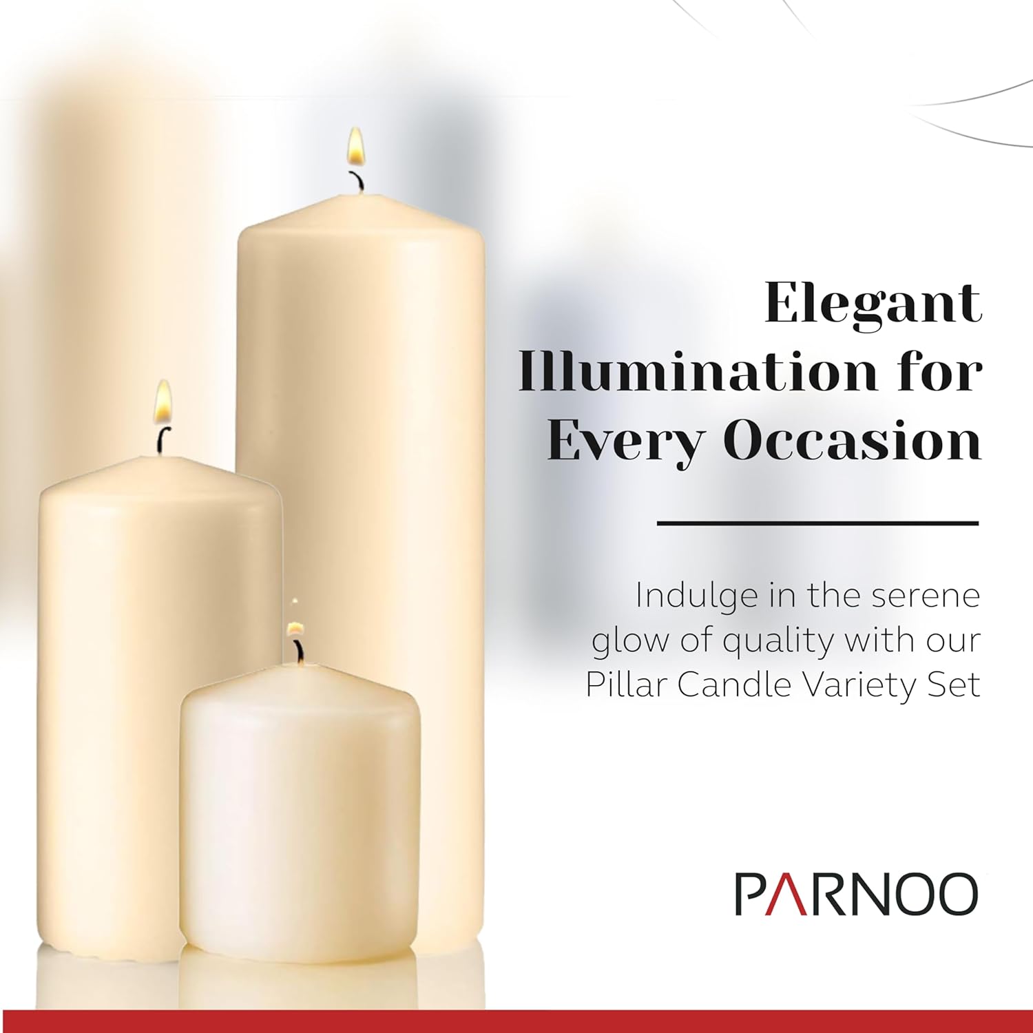 Vanilla Pillar Candles Set of 3 - Dripless Unscented - 3x3, 3x6 & 3x9 Decorative Candles for Home Decor & Table Centerpieces, PARNOO - Image 2