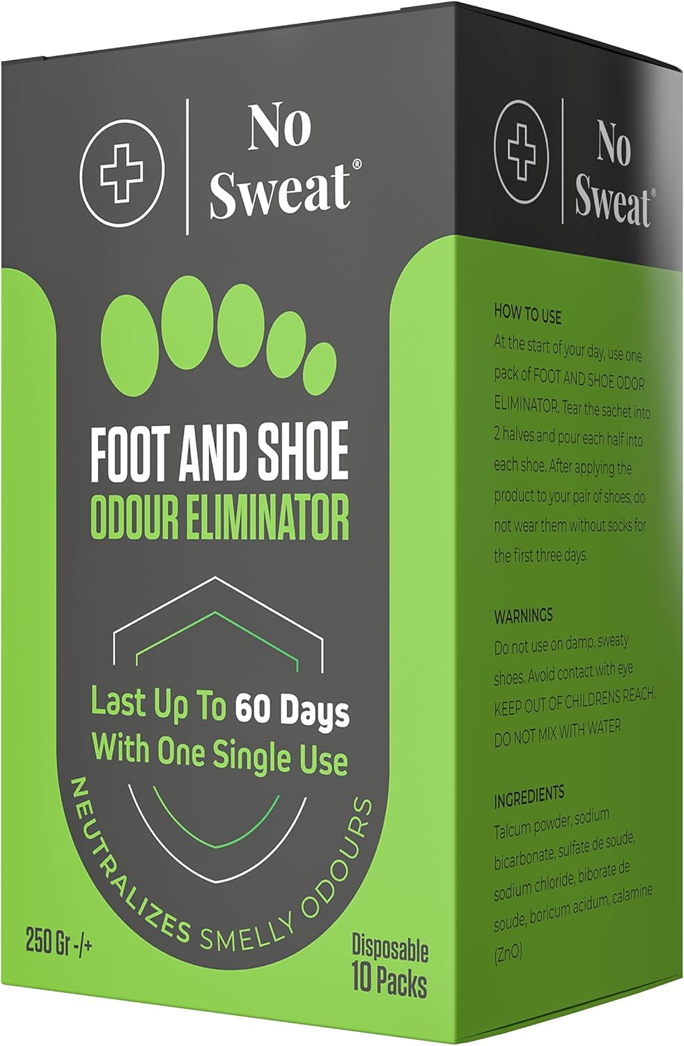 No Sweat Odour Eliminator Foot and Shoe Powder Sachets 10 Count Lasts 60 Days - Image 5