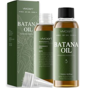 Batana Oil for Hair Growth, 100% Pure & Natural Raw Batana Oil, Dr. Sebi Organic from Honduras, Care for Hair Thickness & Scalp & Skin, 1 Bottle with 2 Caps 4.2oz