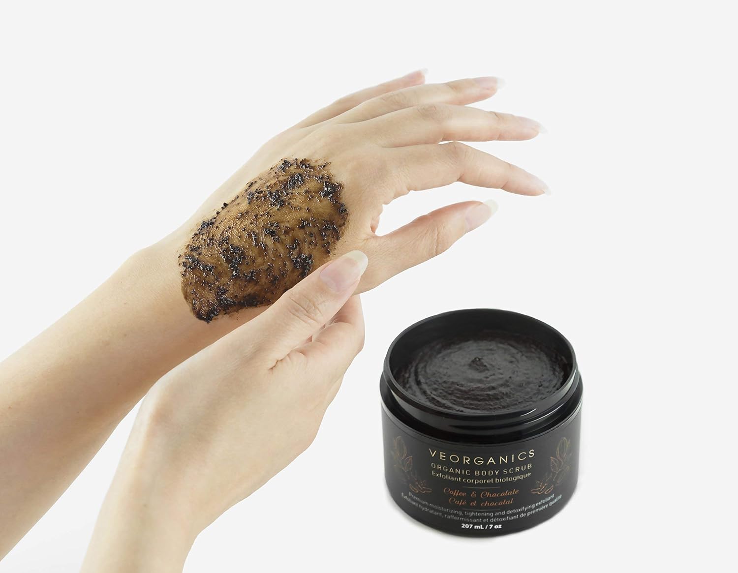 VeOrganics Organic Coffee and Chocolate Body Scrub 8 oz Hydrating Exfoliant for Skin - Image 3