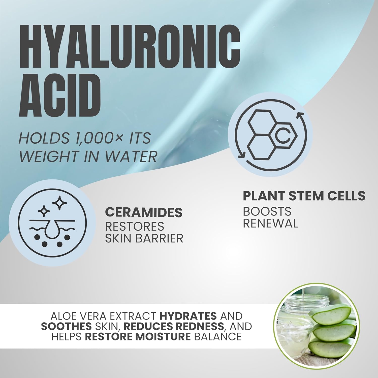 Moisturizing Cream, Body and Face Moisturizer for Dry and Sensitive Skin with Hyaluronic Acid, Aloe Vera, Stem Cells & Ceramides, Lightweight, Oil-Free, Fragrance-Free, 16.9 oz - Image 3