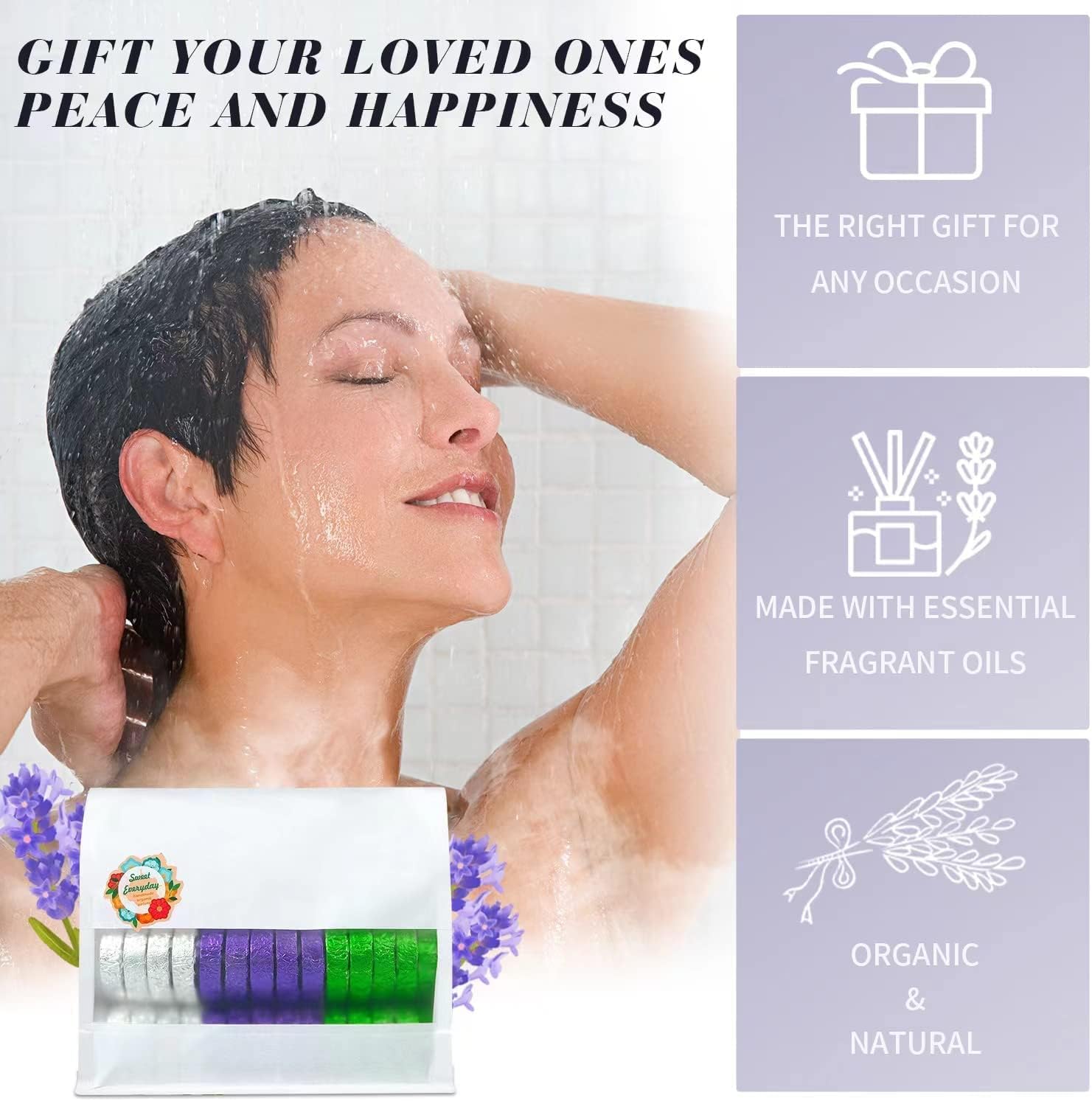 Aromatic Shower Steamers Gift Set, 45 Individually Wrapped Tablets for Men and Women - Image 4